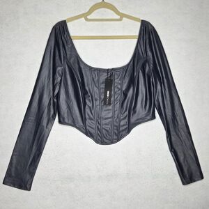 Fashion Nova NWT Phoebe Faux Leather Corset Top 1XL Biker Goth Y2K Dark Romance